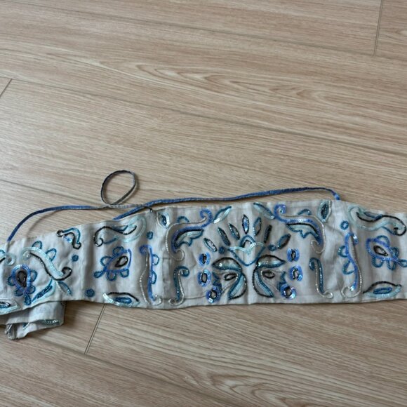 EMPORIO ARMANI 2001 Vintage Runway Silk Embellished Bandeau Top Bead Sequin - Picture 2 of 8